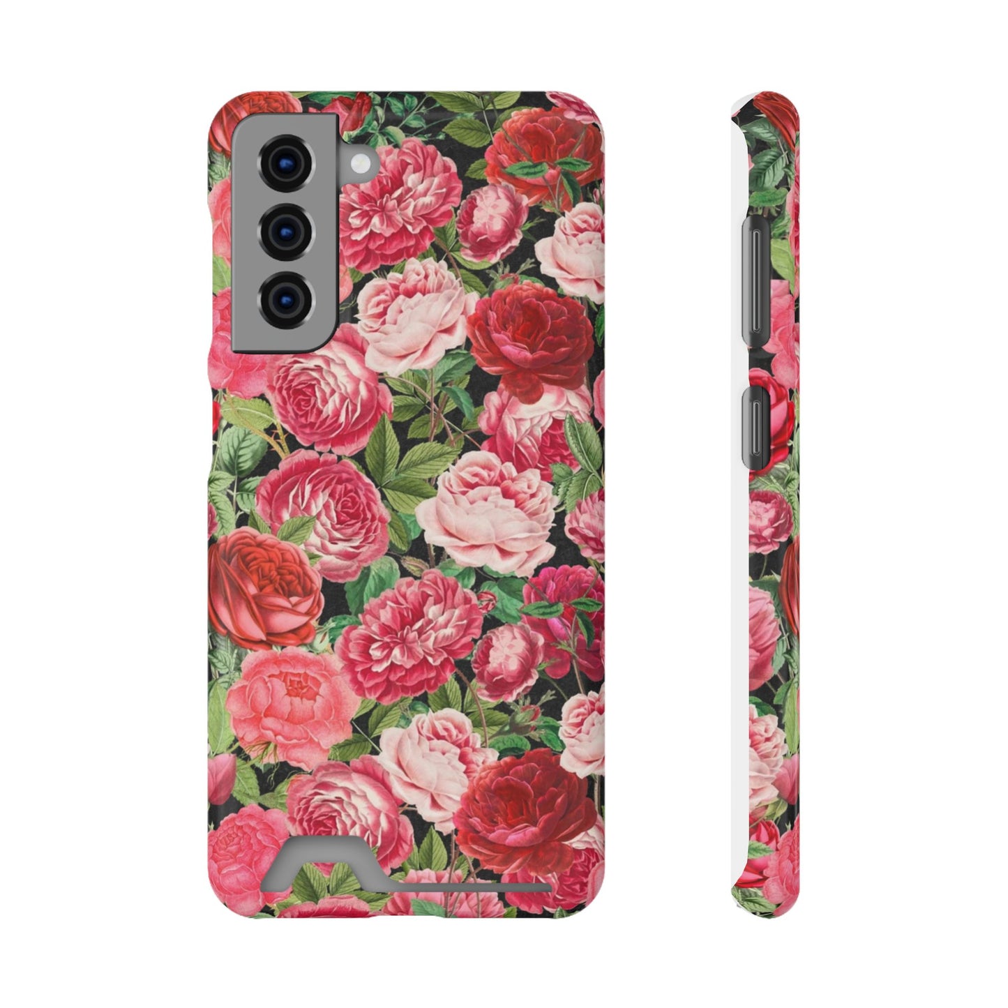 Coque de téléphone avec porte-cartes Floral Rose – Jardin vintage rose