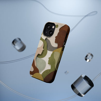 Coque de téléphone — Silhouettes multiculturelles abstraites magnétique et résistante aux chocs