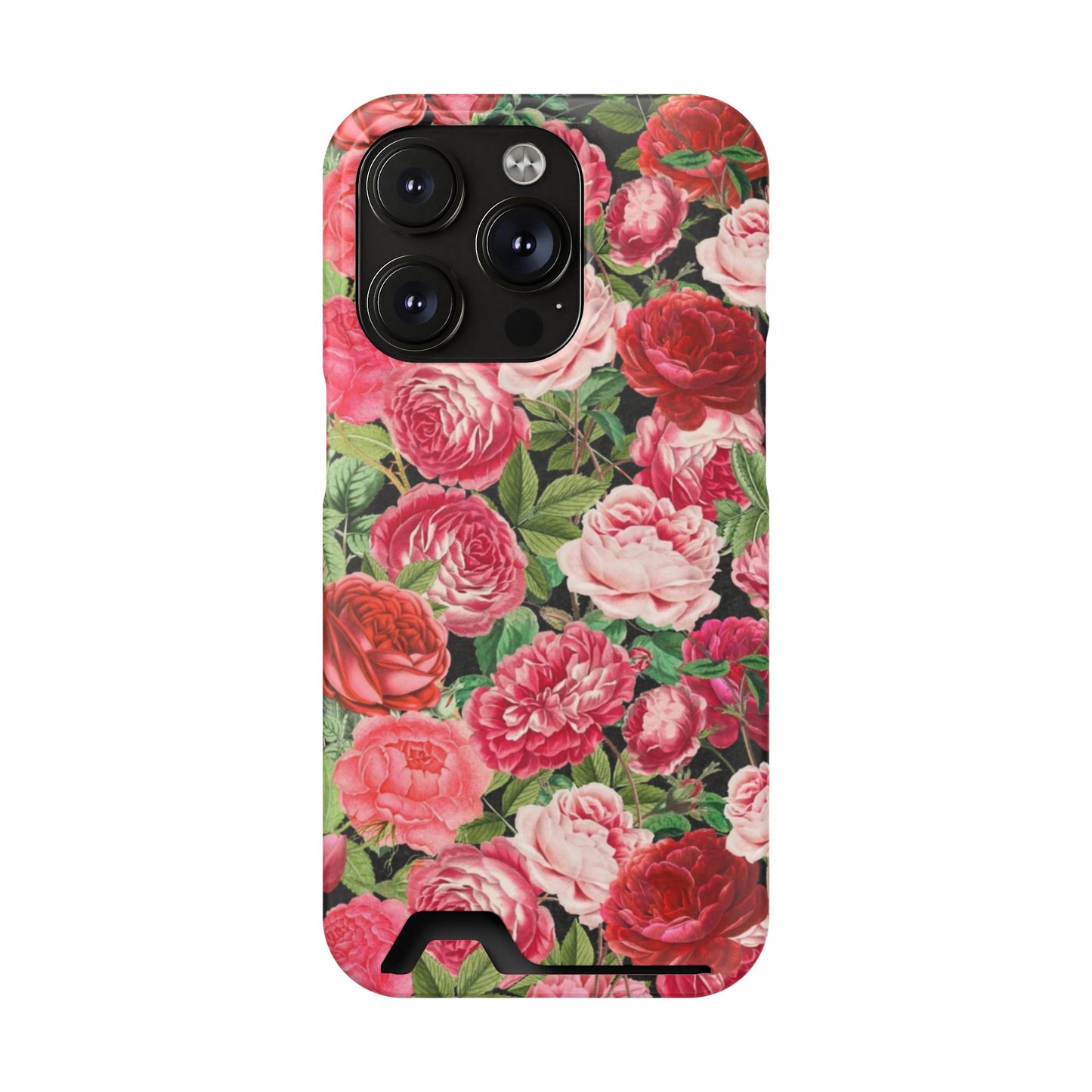 Coque de téléphone avec porte-cartes Floral Rose – Jardin vintage rose