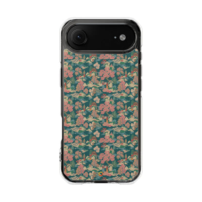 Floral Vintage Clear Magnetic Phone Case – Impact-Resistant iPhone Cover