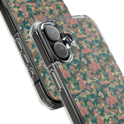 Floral Vintage Clear Magnetic Phone Case – Impact-Resistant iPhone Cover