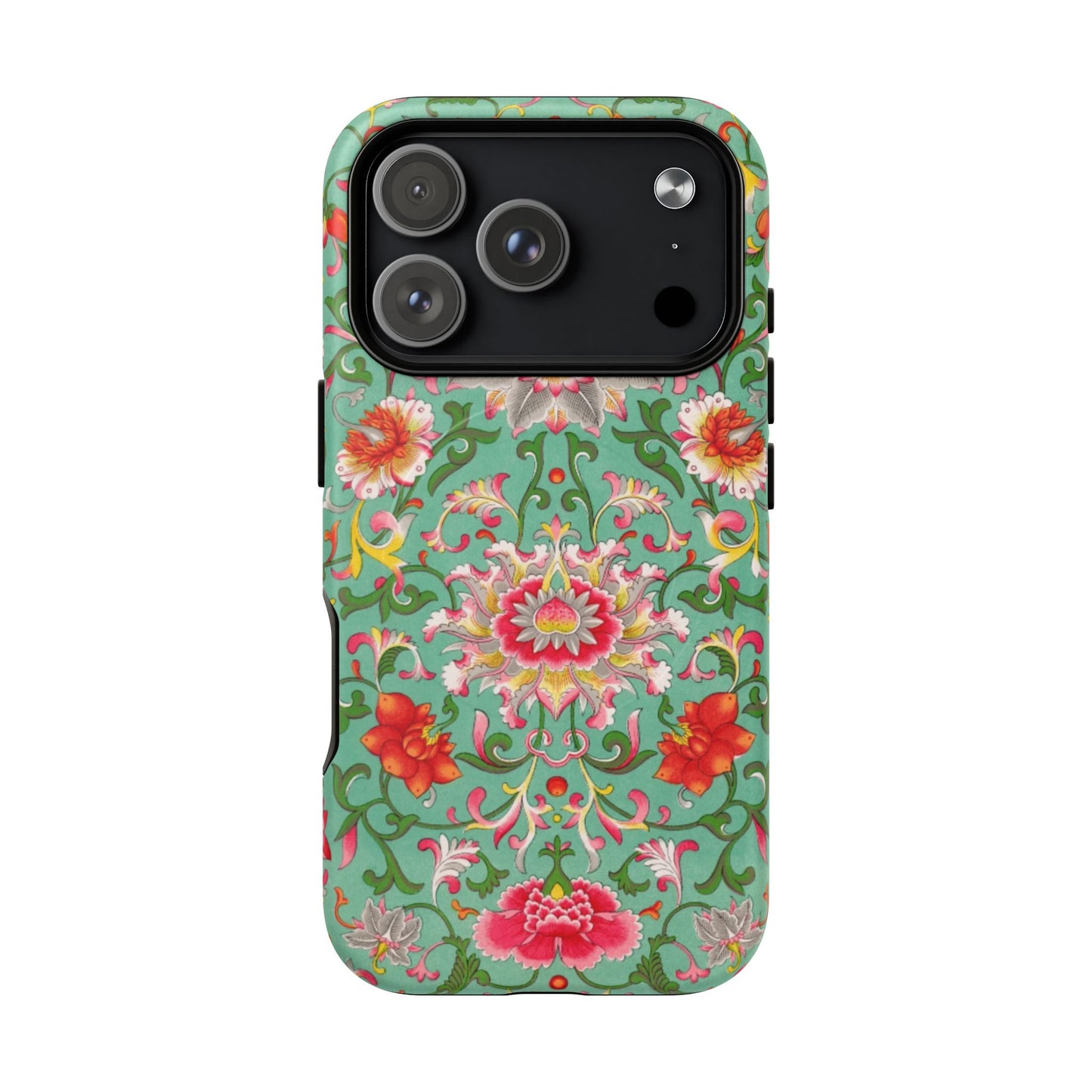 Coque de téléphone magnétique renforcée à motif floral vintage