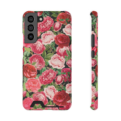 Coque de téléphone avec porte-cartes Floral Rose – Jardin vintage rose
