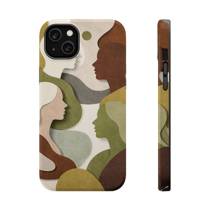 Coque de téléphone — Silhouettes multiculturelles abstraites magnétique et résistante aux chocs