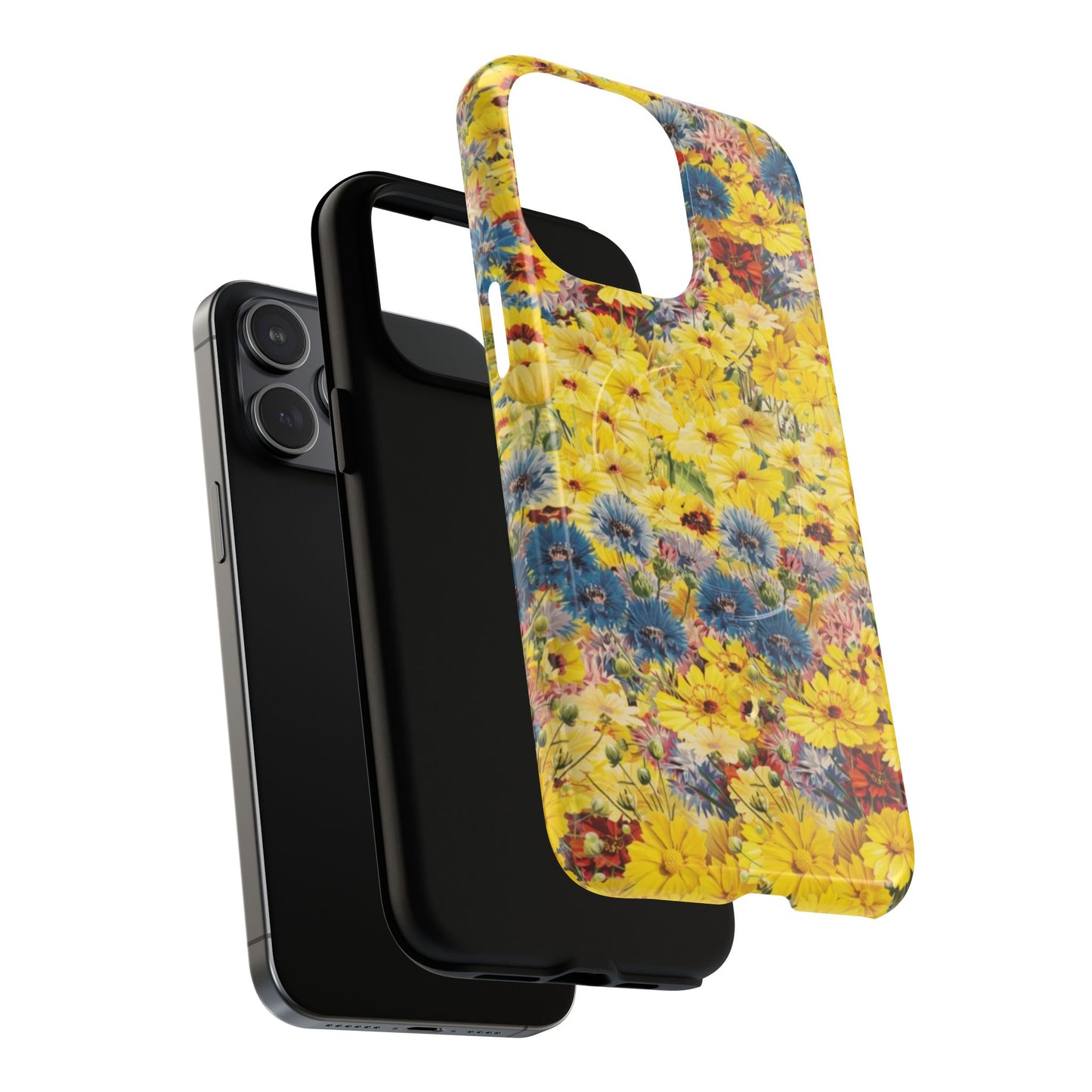 Coque de téléphone magnétique renforcée Floral Yellow Wildflower — Housse magnétique durable à fixation Snap