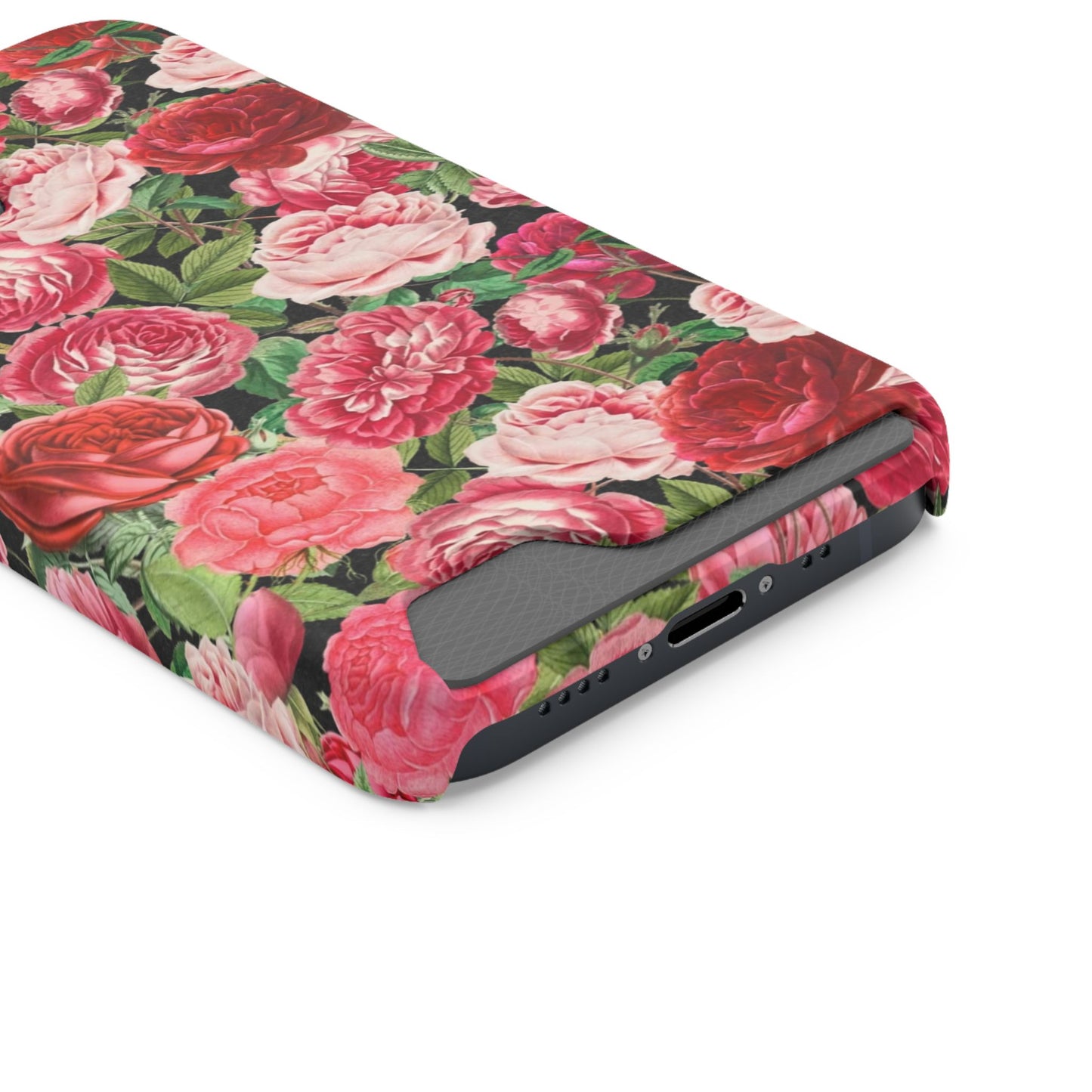 Coque de téléphone avec porte-cartes Floral Rose – Jardin vintage rose