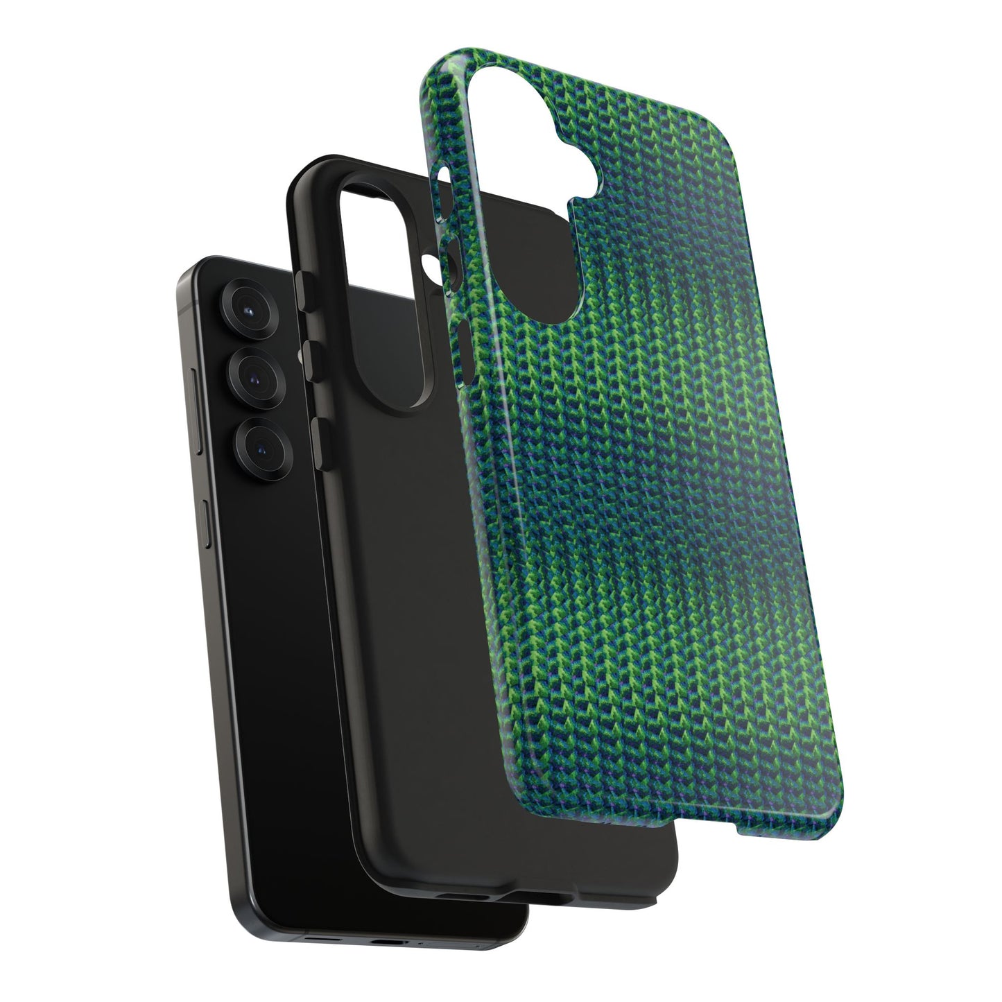 Green Woven Texture Tough Phone Case — Durable Protective Phone Cover