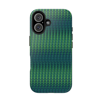 Green Woven Texture Tough Phone Case — Durable Protective Phone Cover
