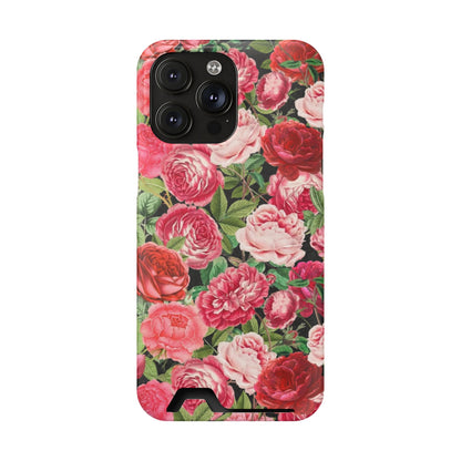 Coque de téléphone avec porte-cartes Floral Rose – Jardin vintage rose