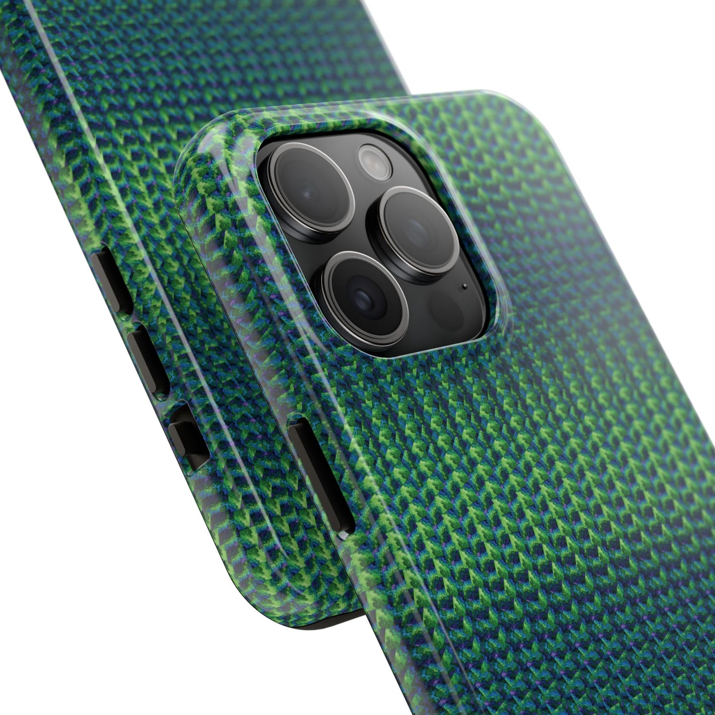 Green Woven Texture Tough Phone Case — Durable Protective Phone Cover