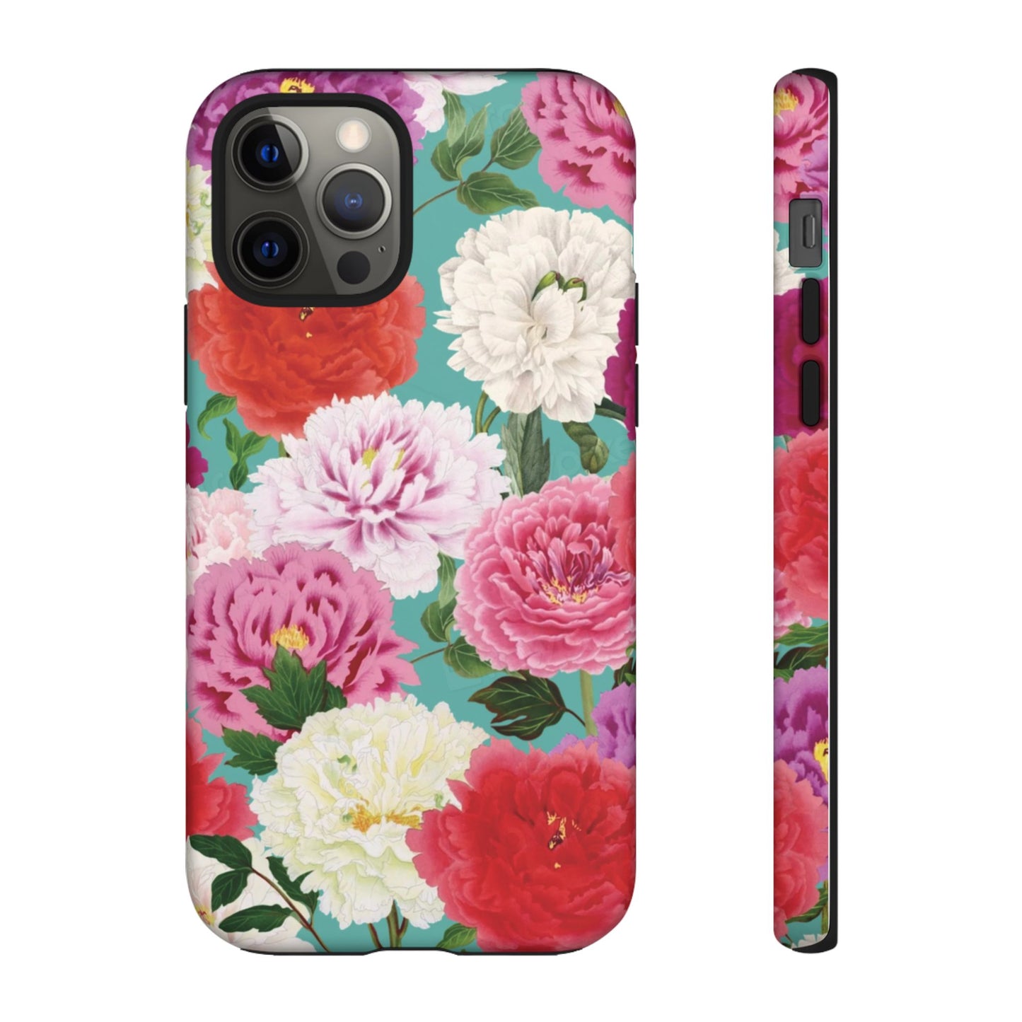 Coque de téléphone renforcée Floral Peony — Housse botanique protectrice pour iPhone