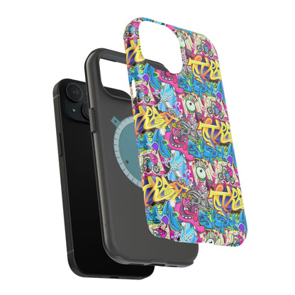 Coque de téléphone magnétique Graffiti Collage — Housse protectrice résistante aux chocs
