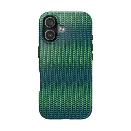 Green Woven Texture Tough Phone Case — Durable Protective Phone Cover