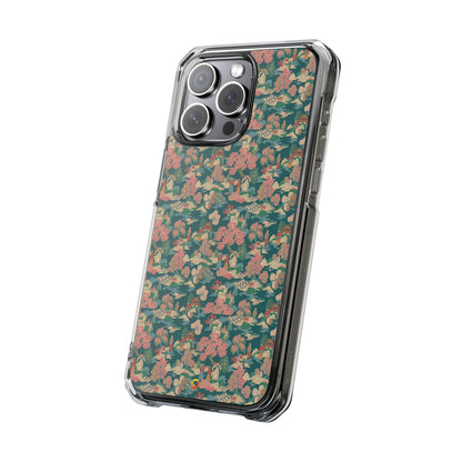 Floral Vintage Clear Magnetic Phone Case – Impact-Resistant iPhone Cover