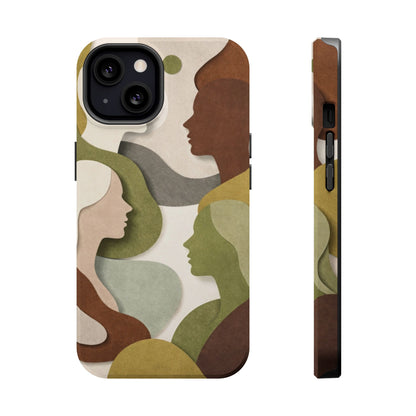 Coque de téléphone — Silhouettes multiculturelles abstraites magnétique et résistante aux chocs