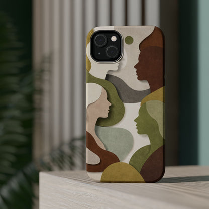 Coque de téléphone — Silhouettes multiculturelles abstraites magnétique et résistante aux chocs