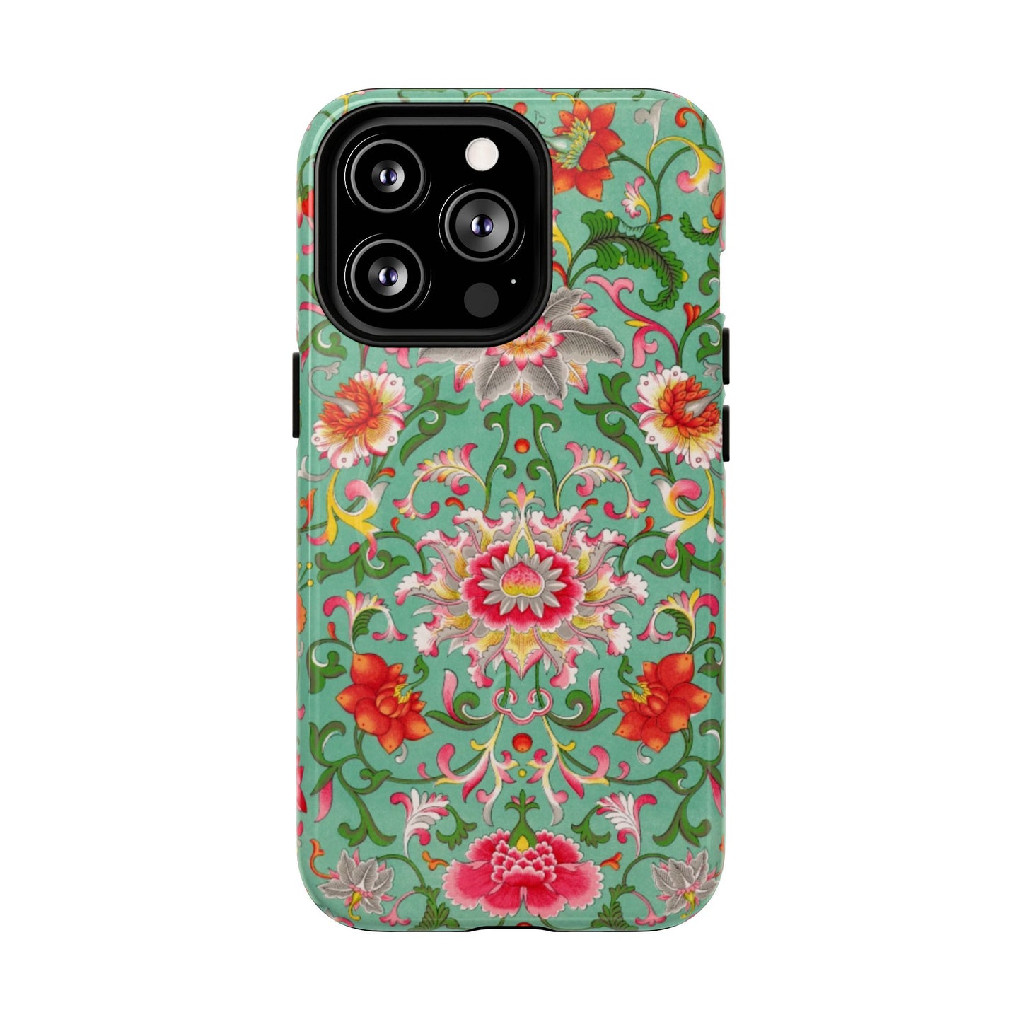 Coque de téléphone magnétique renforcée à motif floral vintage