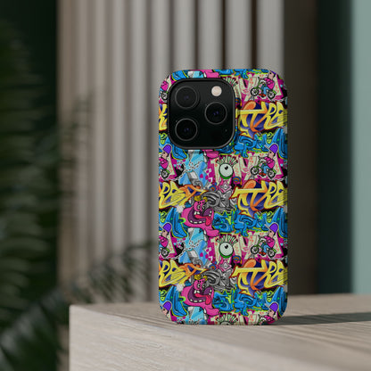 Coque de téléphone magnétique Graffiti Collage — Housse protectrice résistante aux chocs