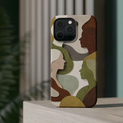 Coque de téléphone — Silhouettes multiculturelles abstraites magnétique et résistante aux chocs