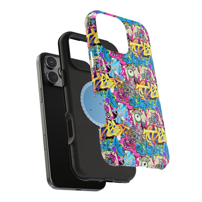 Coque de téléphone magnétique Graffiti Collage — Housse protectrice résistante aux chocs