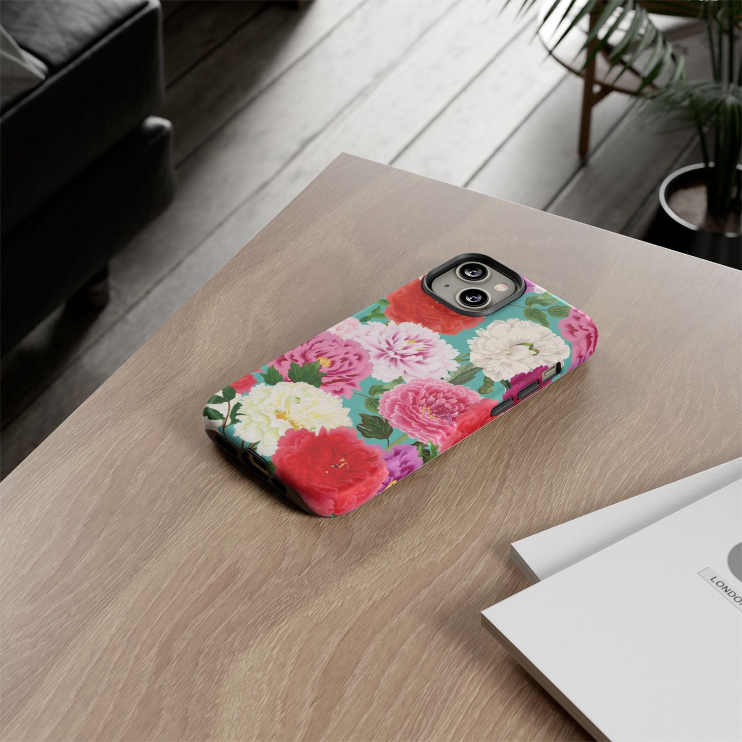 Coque de téléphone renforcée Floral Peony — Housse botanique protectrice pour iPhone