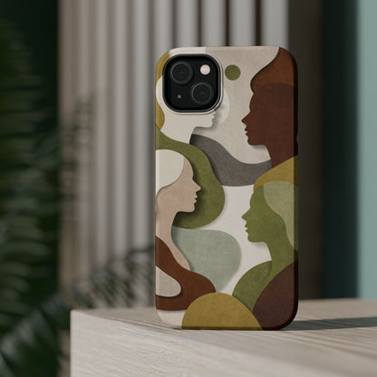 Coque de téléphone — Silhouettes multiculturelles abstraites magnétique et résistante aux chocs