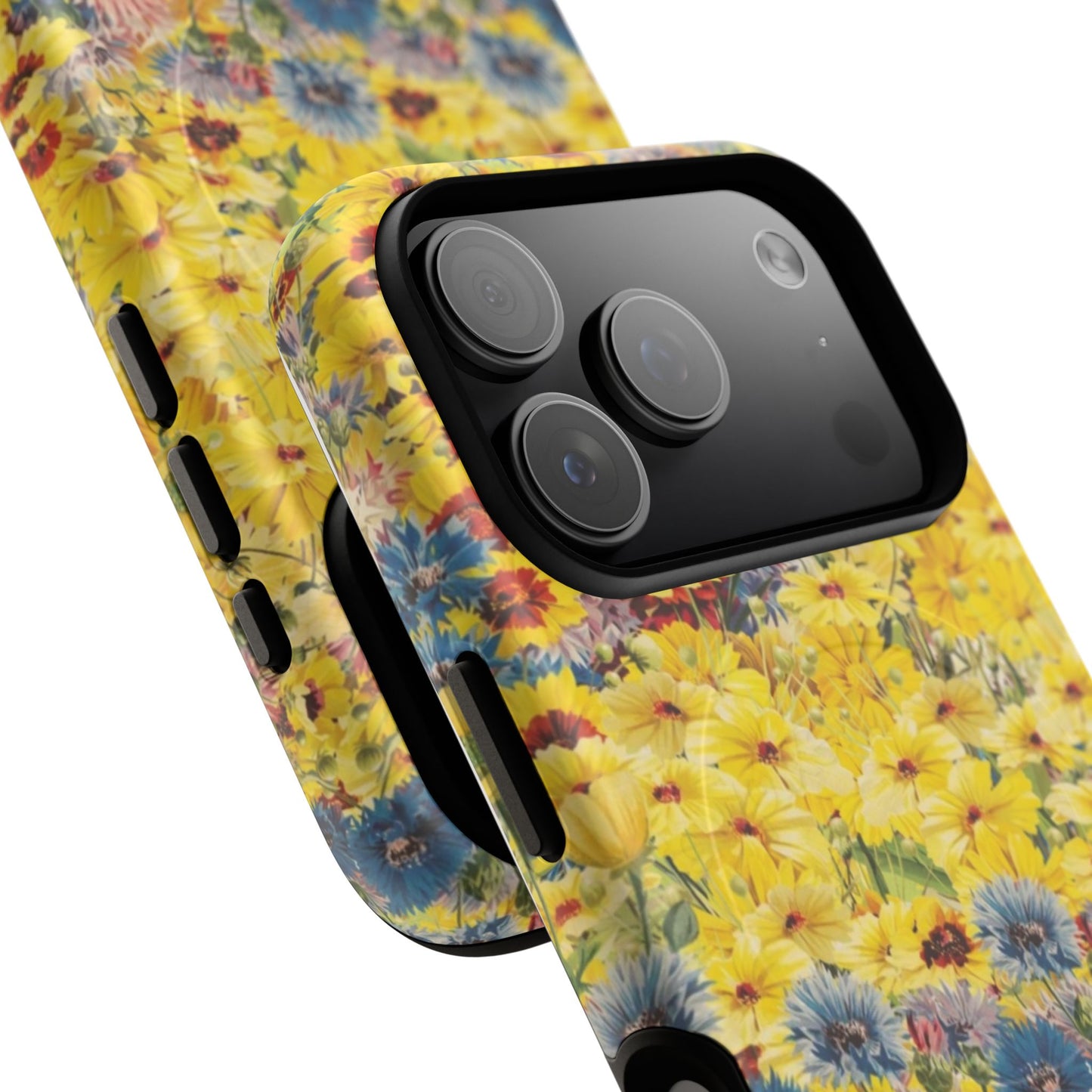 Coque de téléphone magnétique renforcée Floral Yellow Wildflower — Housse magnétique durable à fixation Snap