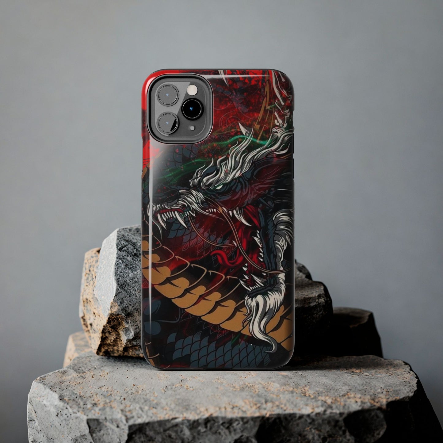 Coque de téléphone renforcée Dragon Rage — Housse protectrice iPhone style tatouage