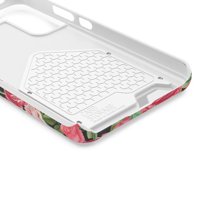 Coque de téléphone avec porte-cartes Floral Rose – Jardin vintage rose