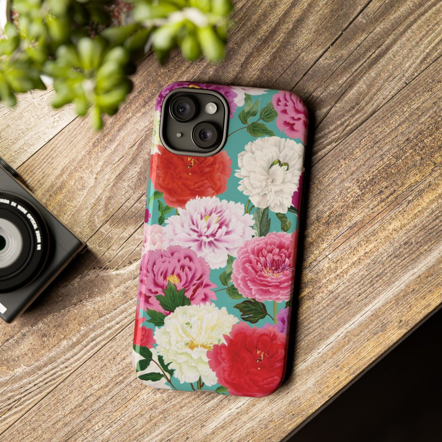 Coque de téléphone renforcée Floral Peony — Housse botanique protectrice pour iPhone