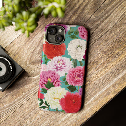 Coque de téléphone renforcée Floral Peony — Housse botanique protectrice pour iPhone