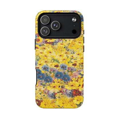 Coque de téléphone magnétique renforcée Floral Yellow Wildflower — Housse magnétique durable à fixation Snap