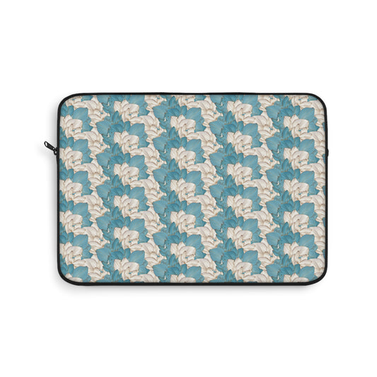 Blue Floral Pattern Laptop Sleeve — Vintage Magnolia Design