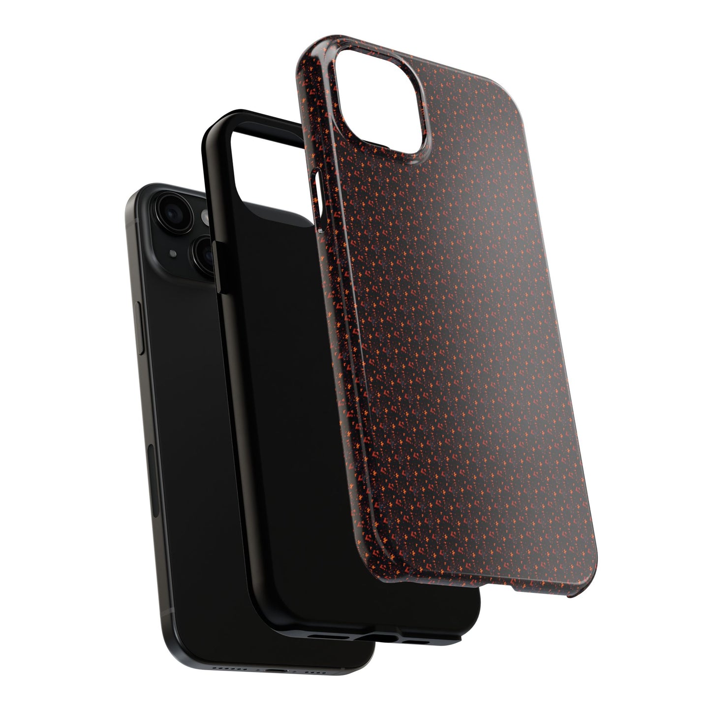 Coque de téléphone renforcée – Housse de protection robuste noire avec éclats rouges