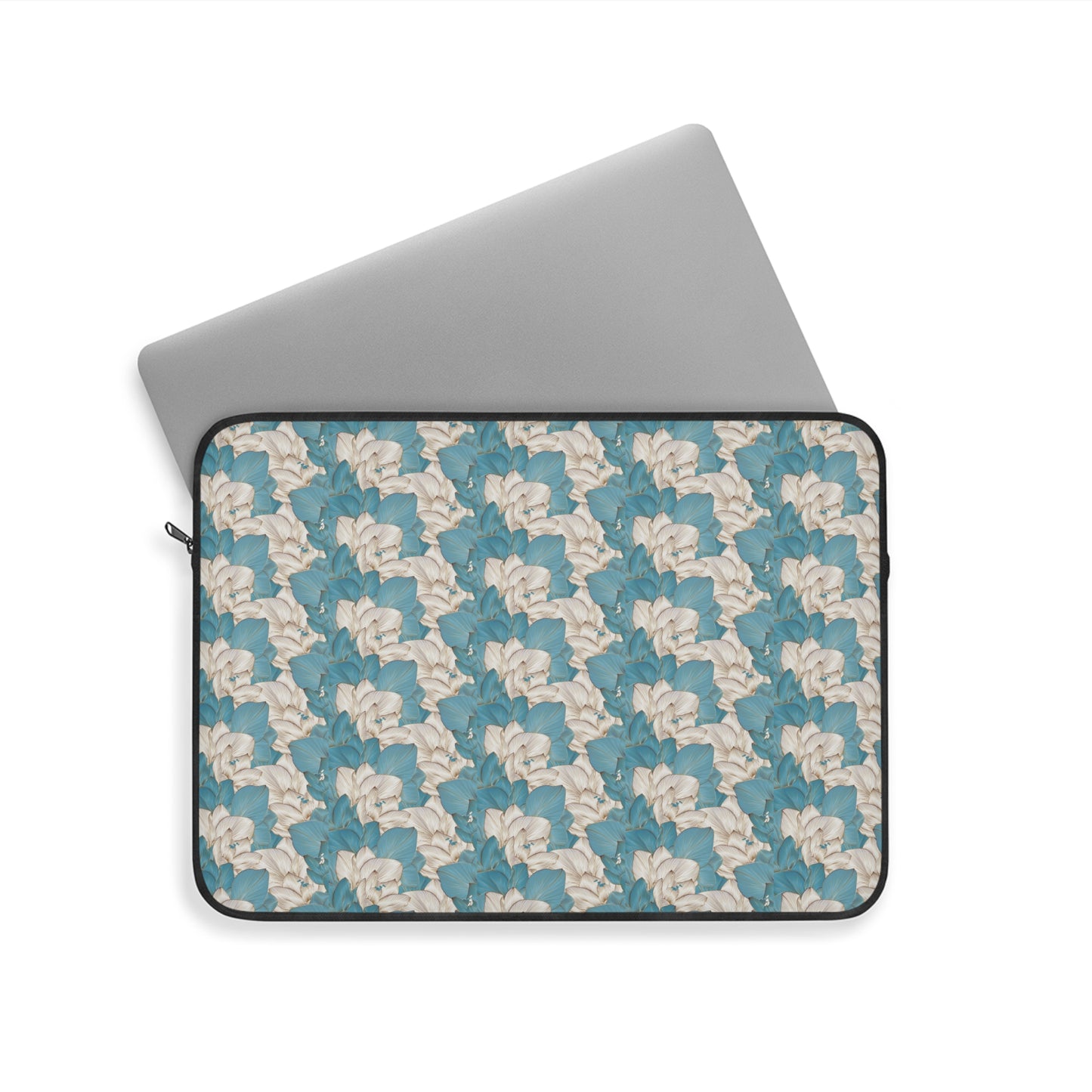 Blue Floral Pattern Laptop Sleeve — Vintage Magnolia Design