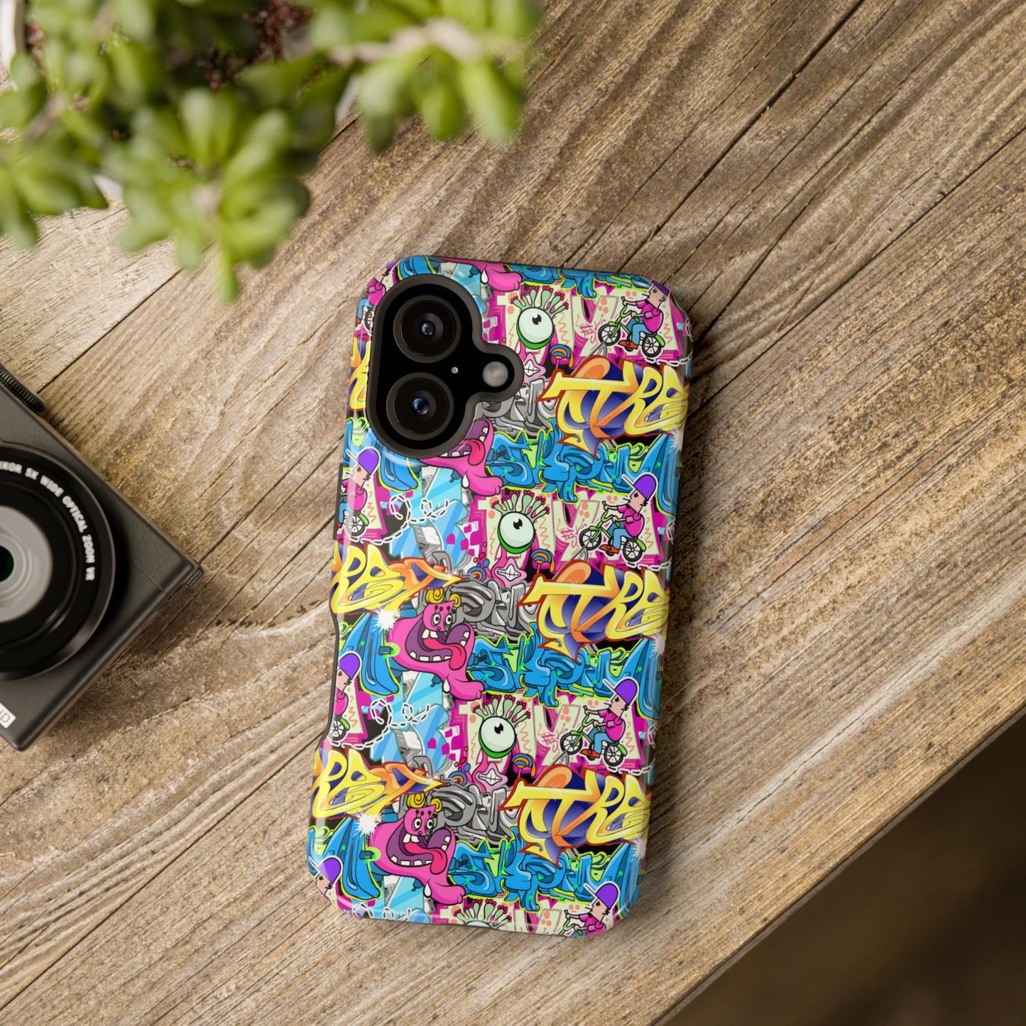 Coque de téléphone magnétique Graffiti Collage — Housse protectrice résistante aux chocs