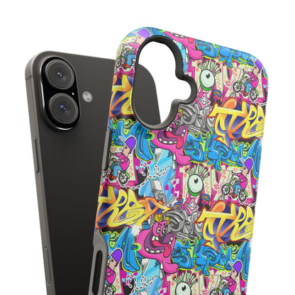 Coque de téléphone magnétique Graffiti Collage — Housse protectrice résistante aux chocs