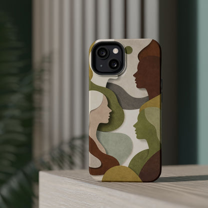 Coque de téléphone — Silhouettes multiculturelles abstraites magnétique et résistante aux chocs