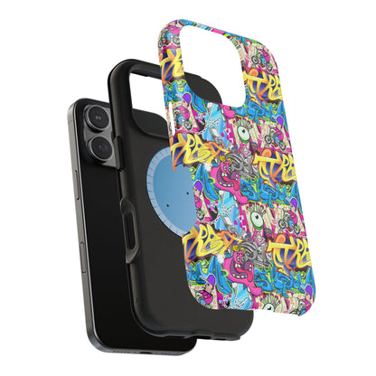 Coque de téléphone magnétique Graffiti Collage — Housse protectrice résistante aux chocs