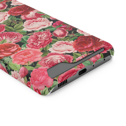 Coque de téléphone avec porte-cartes Floral Rose – Jardin vintage rose