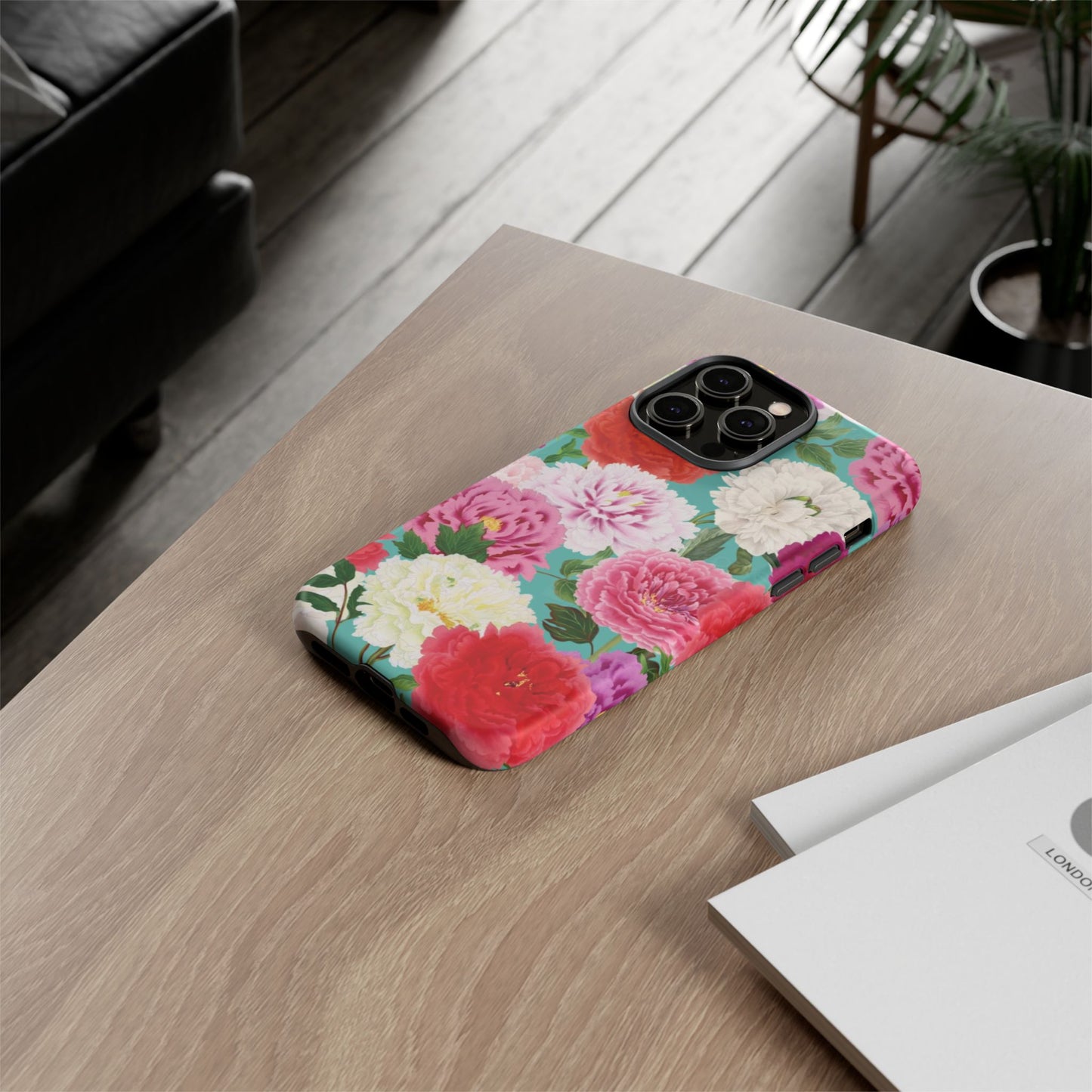 Coque de téléphone renforcée Floral Peony — Housse botanique protectrice pour iPhone