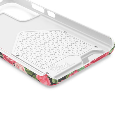 Coque de téléphone avec porte-cartes Floral Rose – Jardin vintage rose
