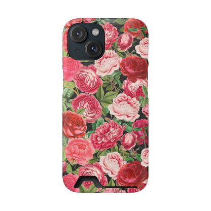 Coque de téléphone avec porte-cartes Floral Rose – Jardin vintage rose