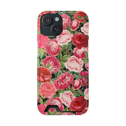 Coque de téléphone avec porte-cartes Floral Rose – Jardin vintage rose
