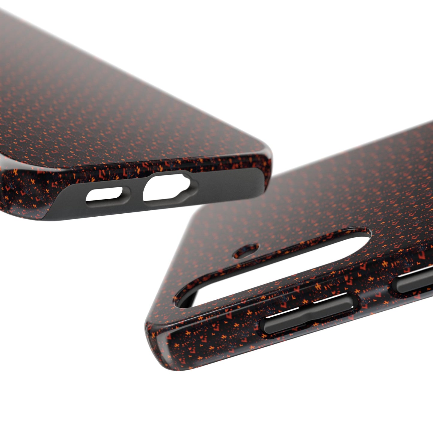 Coque de téléphone renforcée – Housse de protection robuste noire avec éclats rouges