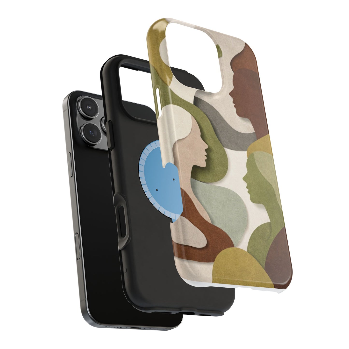 Coque de téléphone — Silhouettes multiculturelles abstraites magnétique et résistante aux chocs