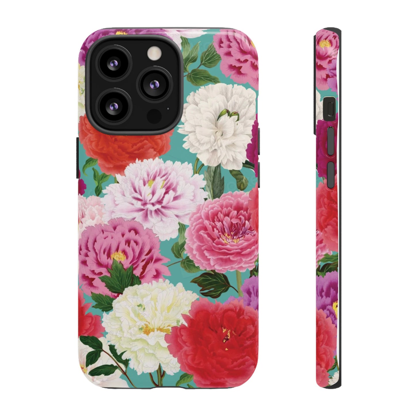 Coque de téléphone renforcée Floral Peony — Housse botanique protectrice pour iPhone