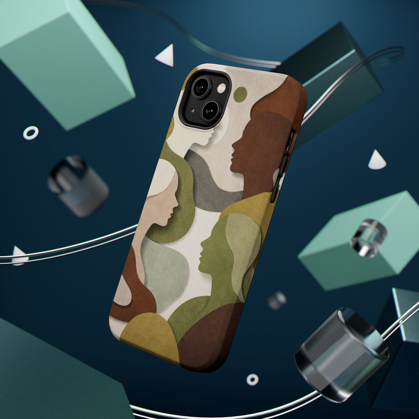 Coque de téléphone — Silhouettes multiculturelles abstraites magnétique et résistante aux chocs