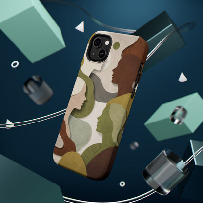 Coque de téléphone — Silhouettes multiculturelles abstraites magnétique et résistante aux chocs
