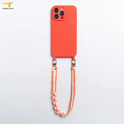 Personalized Embroidery Phone Chain Case | Fashion PU Leather Cover for iPhone